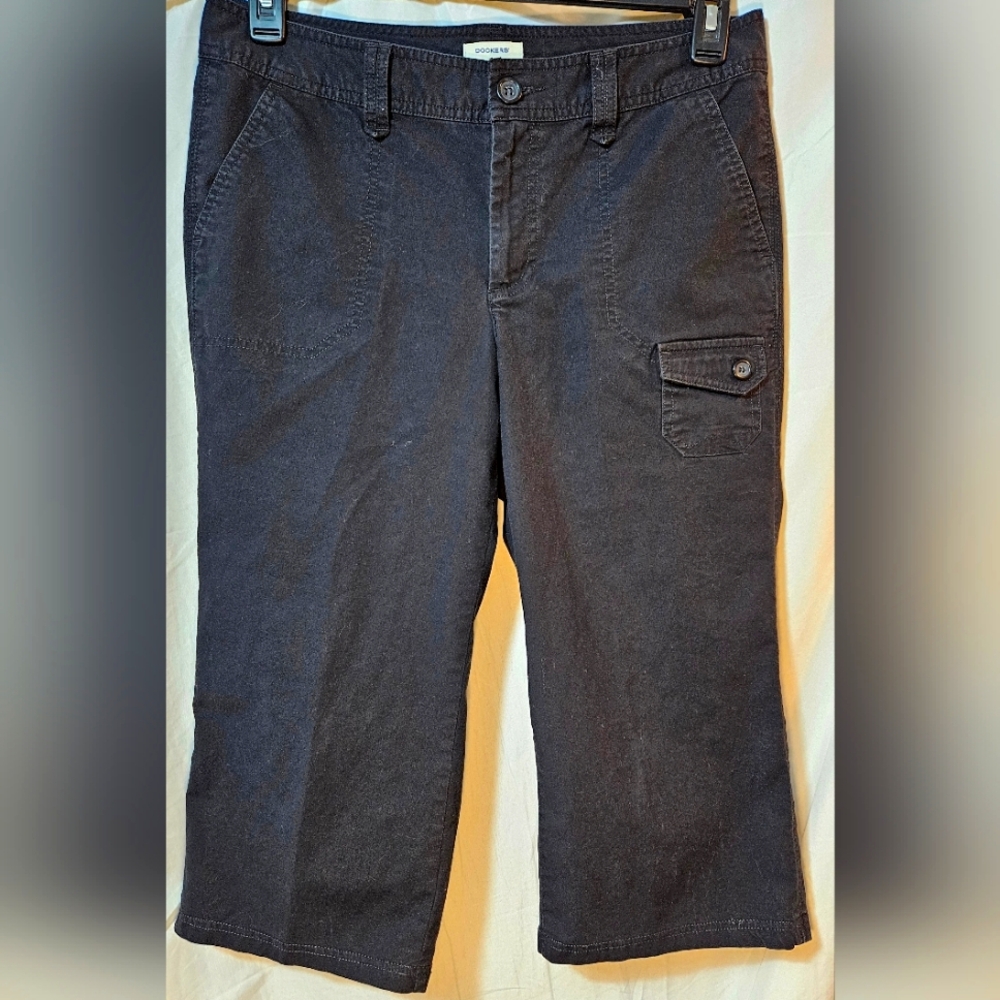 Dockers, Women’s 10 Black Capri Cargo Cotton Stretch Pants (Sh3)